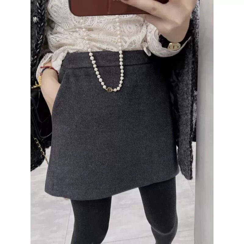 灰色加厚毛呢半身裙冬季大码高腰显瘦a字裙百搭胯大腿粗遮肉短裙,女装/女士精品,半身裙,淘宝优惠券,粉丝福利购,淘宝优惠卷