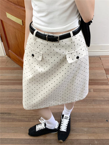 梨形身材显瘦波点半身裙女中长裙