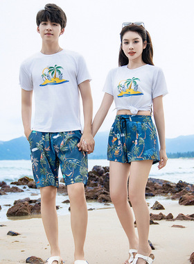 沙滩裤男女宽松速干温泉泳裤外穿休闲度假五分短裤情侣款海边度假