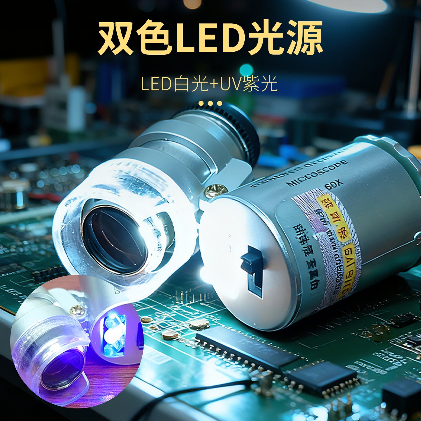 拜斯特60倍led灯珠灯丝珠宝鉴定专业高清微型显微镜迷你放大镜