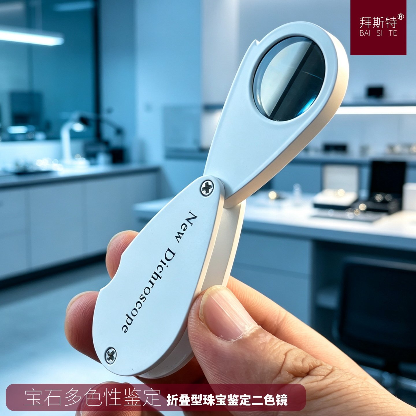 拜斯特新款便携式二色镜天然水晶人造鉴定工具折叠检查宝石多色性