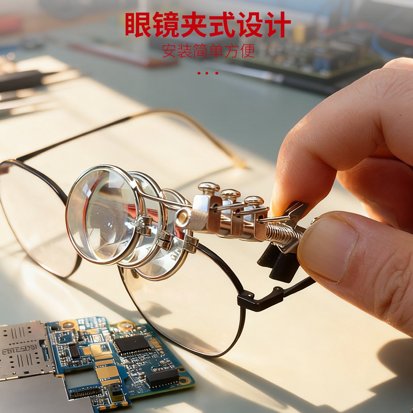夹眼镜上的放大镜手表维修专用15倍高清电子电路板单眼玻璃寸镜