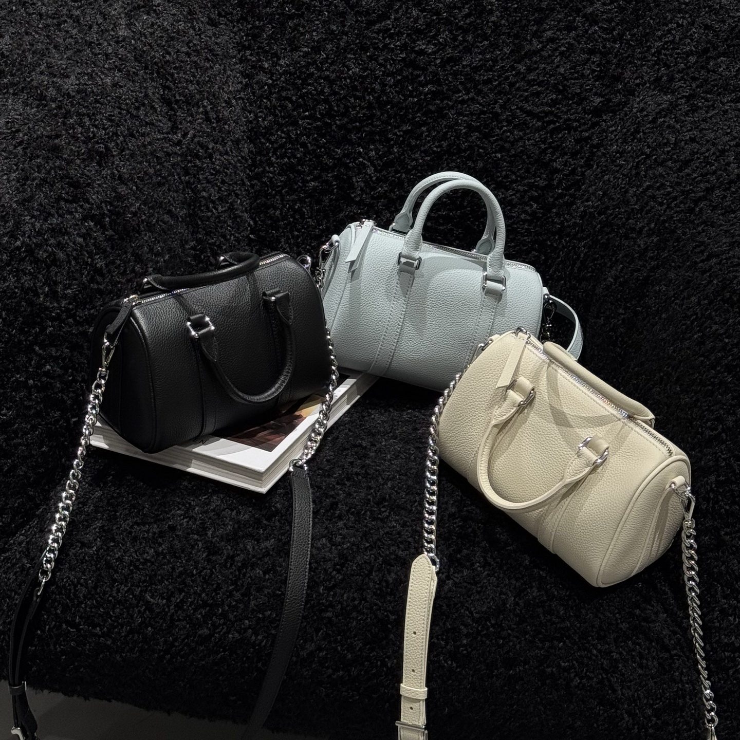 欧尚典｜头层牛皮波士顿包女包新款真皮小众手拎包小号斜挎枕头包