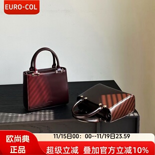 欧尚典真皮小众红色手提包女2025秋冬高级感超火轻奢链条斜挎小包