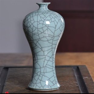 小利青瓷古典梅瓶玉壶春家居装饰品花瓶陶瓷台面居家摆件中式复i.