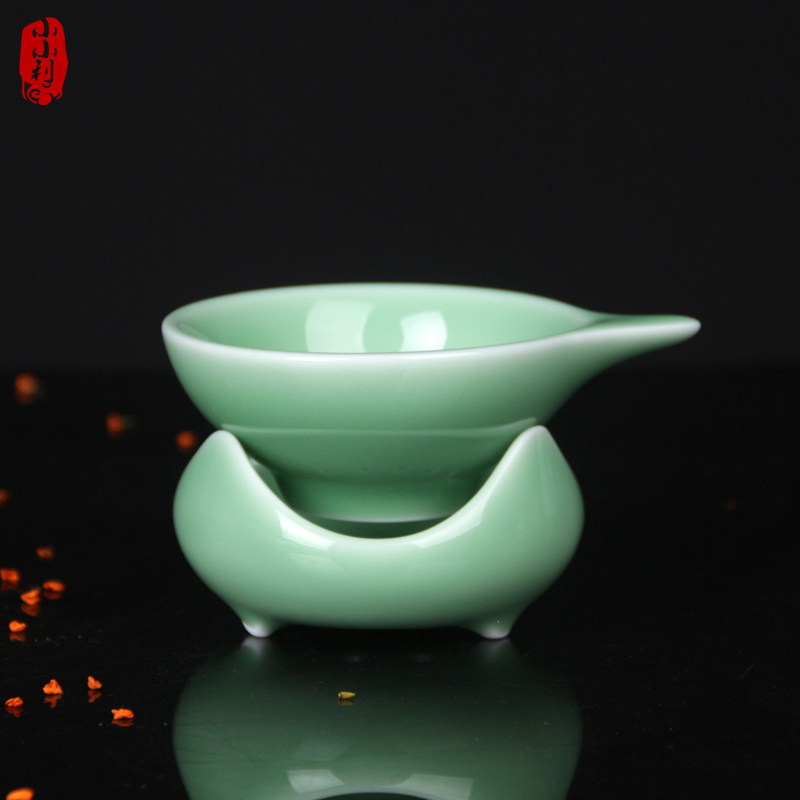 包邮小利青瓷陶瓷茶漏套装茶滤功夫茶托茶漏座 微滤超细 茶漏紫砂