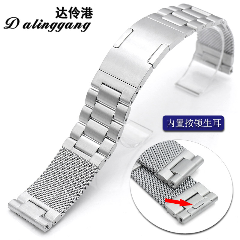 手工打磨贴服舒适精钢手表带22mm图片