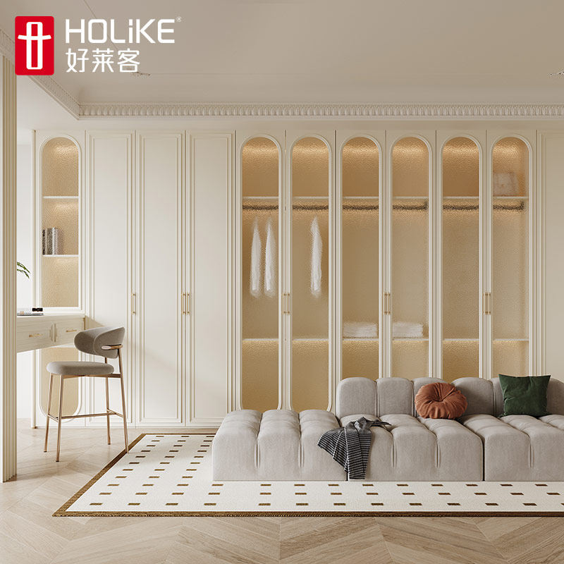 好莱客轻法式复古风卧室定制 走入式衣柜转角衣帽间柜子全屋电商