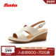 优雅风外穿羊皮软底凉鞋 Bata一字带凉鞋 女2026夏商场新款 AHY21BL6