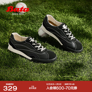 牛剖皮通勤软底复古德训运动鞋 新款 ACO22BM5 女季 Bata休闲鞋