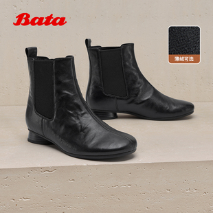 【胡可直播】Bata圆舞曲切尔西羊皮加绒短筒时装靴ABC40DD5