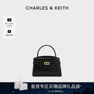 CHARLES&KEITH秋冬女包CK2 1单肩手提鳄鱼纹凯莉包婚包 50270880