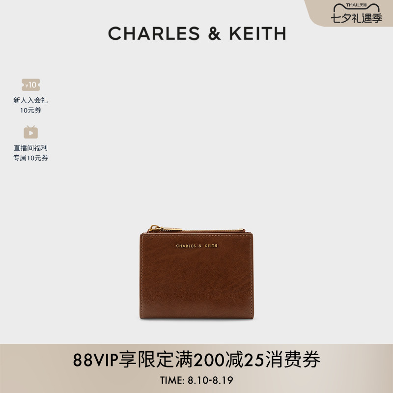 [包店专享]CHARLES&KEITH简约卡包CK6-10680907短款拉链零钱包秋