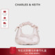 CHARLES&KEITH秋冬女包CK2 40151496粉色立体蝴蝶结褶皱小方包女