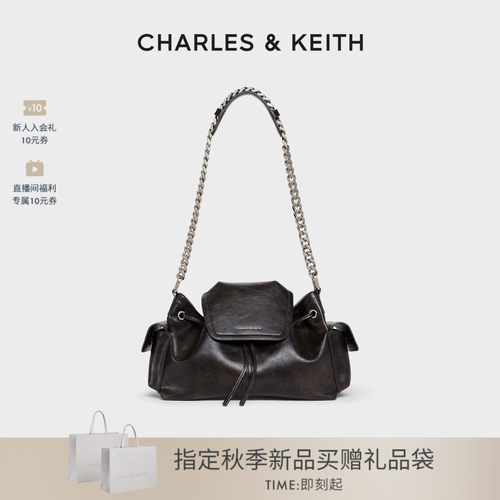 CHARLES＆KEITH时尚多口袋水桶包