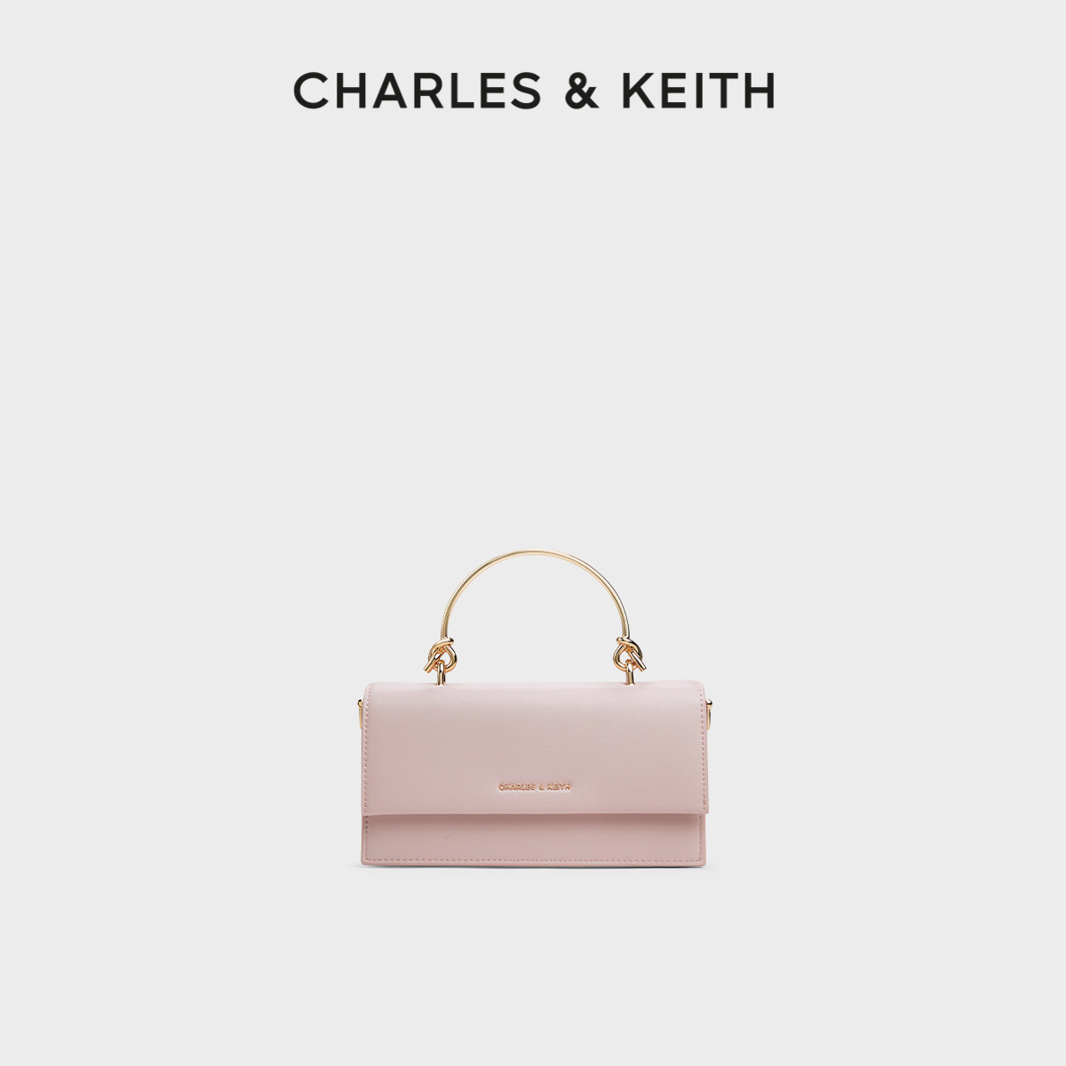 CHARLES&KEITH夏季女包CK6-10840559-A金属手提链条斜挎抱小方包