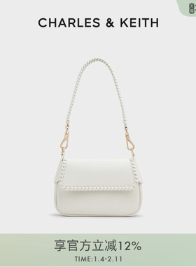 CHARLES&KEITH秋冬女包CK2-20782576叶片装饰单肩斜挎包腋下包