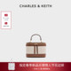 80701625 CHARLES&KEITH26春新品 CK2 1帆布手提斜挎盒子包珠宝包