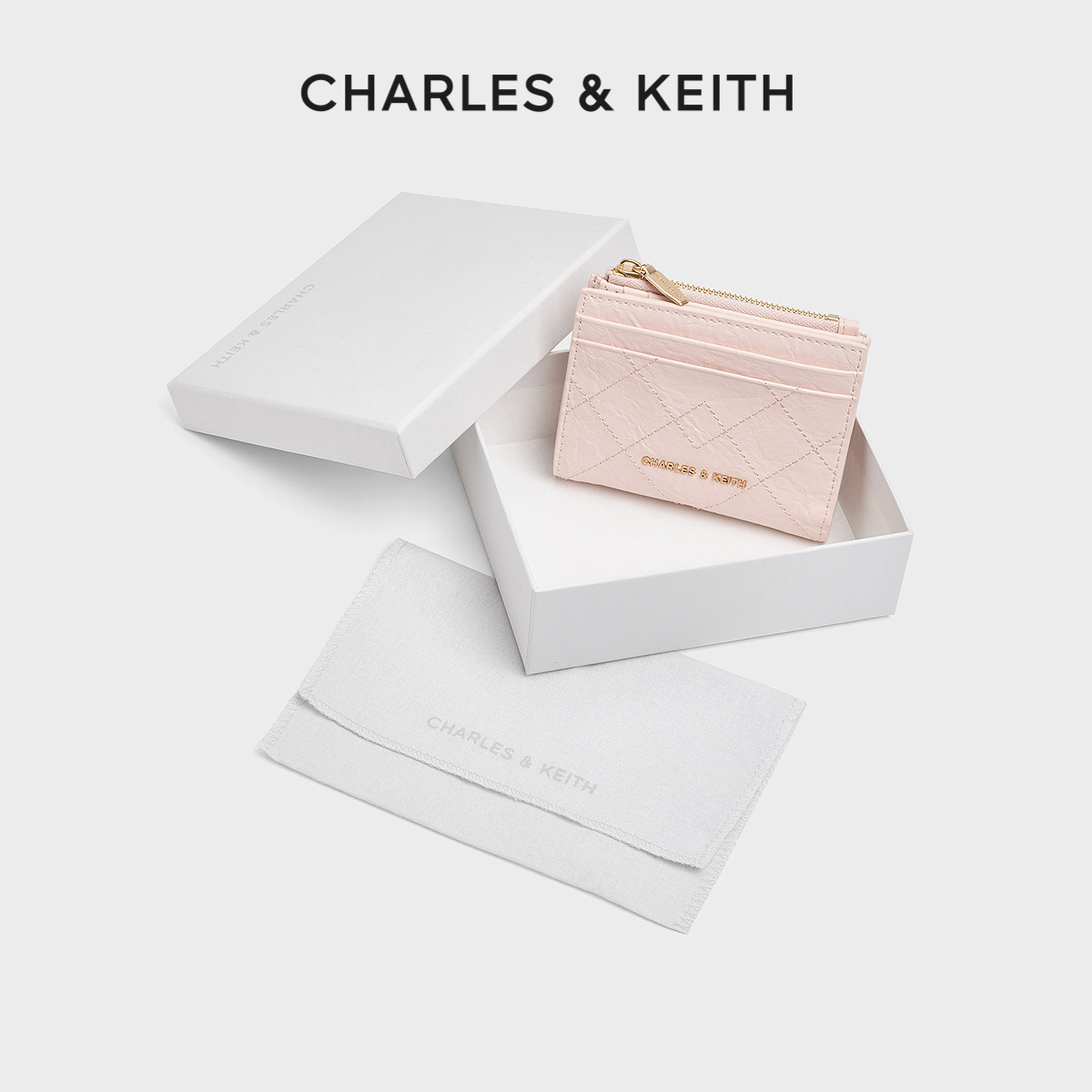 CHARLES&KEITH26春新品CK6-10701631女士菱格短款钱包零钱包卡包