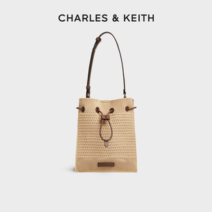 CK2 CHARLES&KEITH25夏新品 10782580度假編織抽繩子母單肩斜挎包