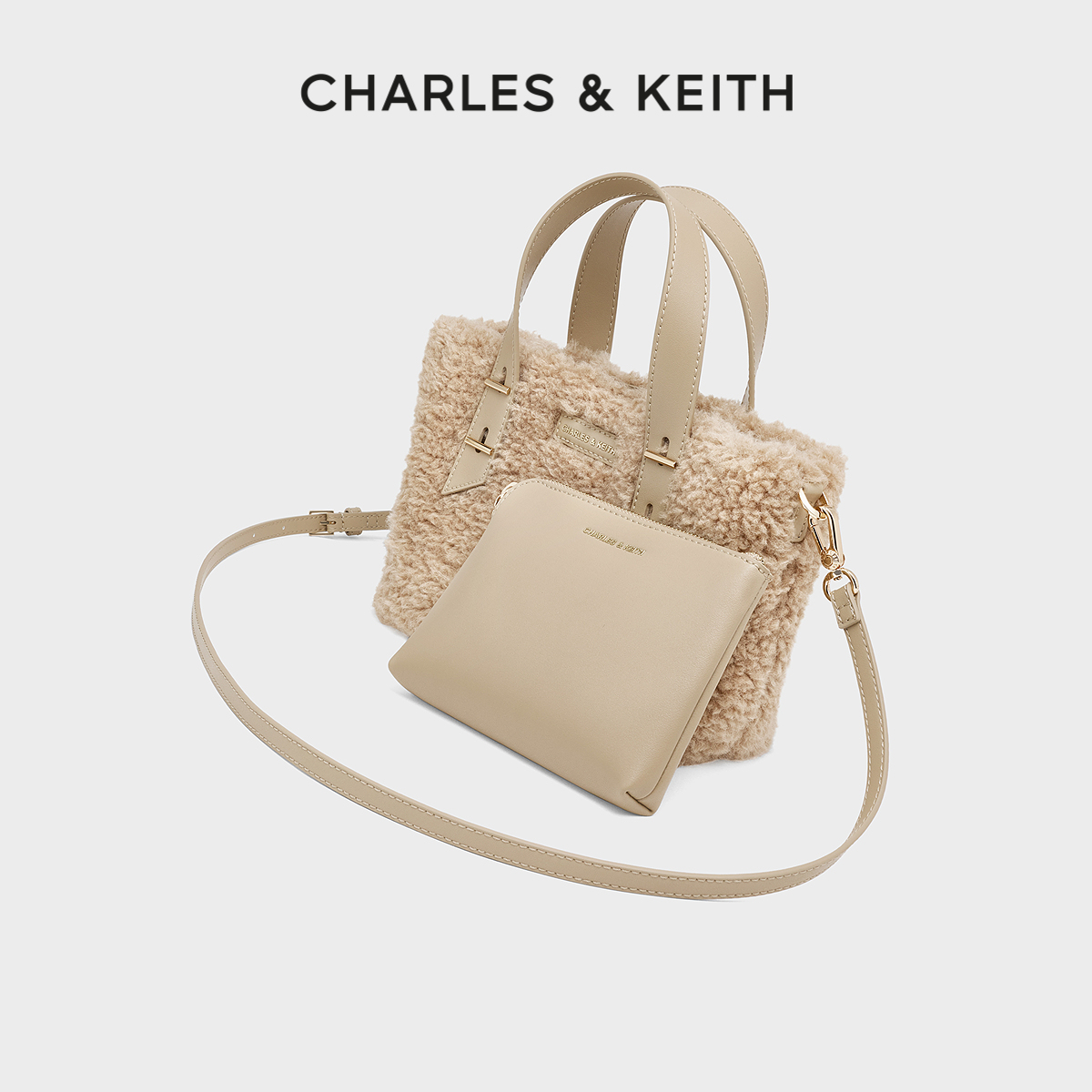毛绒子母托特包CHARLES&KEITH