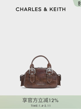 CHARLES&KEITH25冬季新品CK2-30770735手提小方包机车包保龄球包