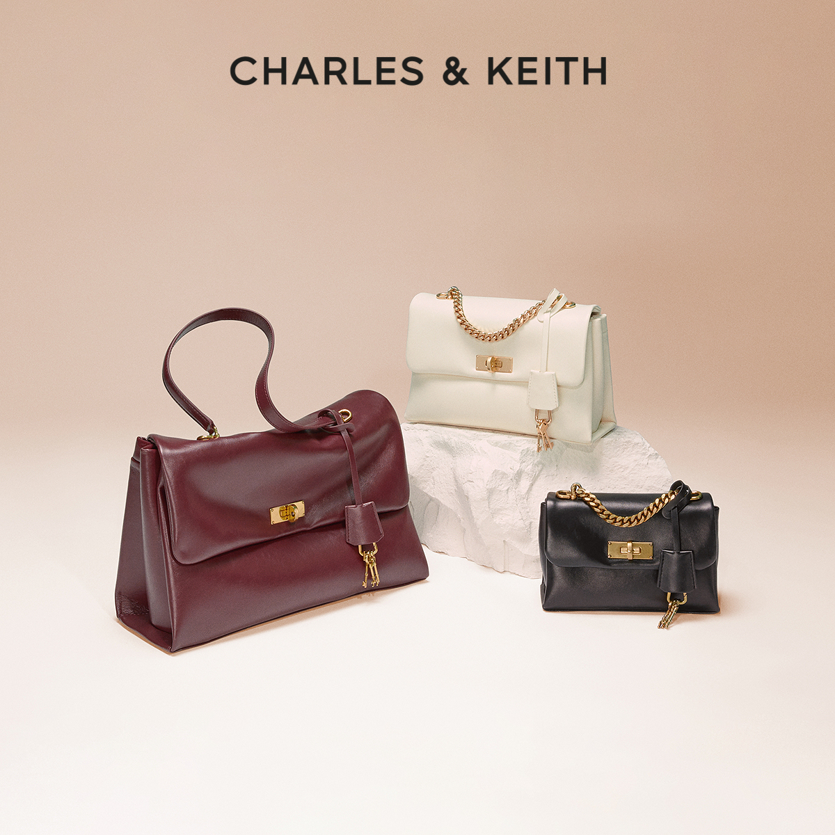 CHARLES&KEITH夏季女包CK2-20782514kerry邮差包系列手提公文包女