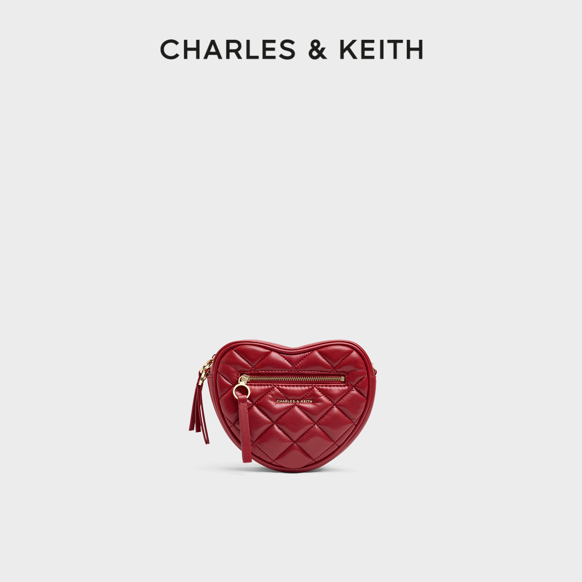CHARLES&KEITH情人节系列CK2-80151641-A菱格爱心单肩斜挎包春夏