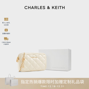 CHARLES&KEITH秋冬女包CK2 00151408菱格链条单肩斜挎小方包女