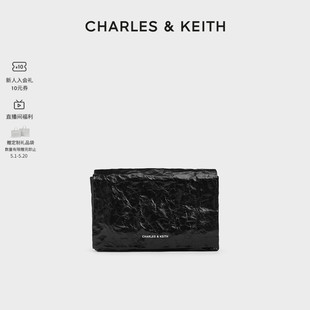 CK2 CHARLES&KEITH新品 小方包女 520礼物 80782348褶皱翻盖式