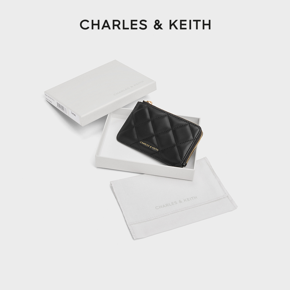 CHARLES&KEITH复古菱格短款卡包