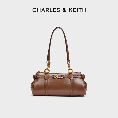 CHARLES＆KEITH复古锁扣饰法棍包