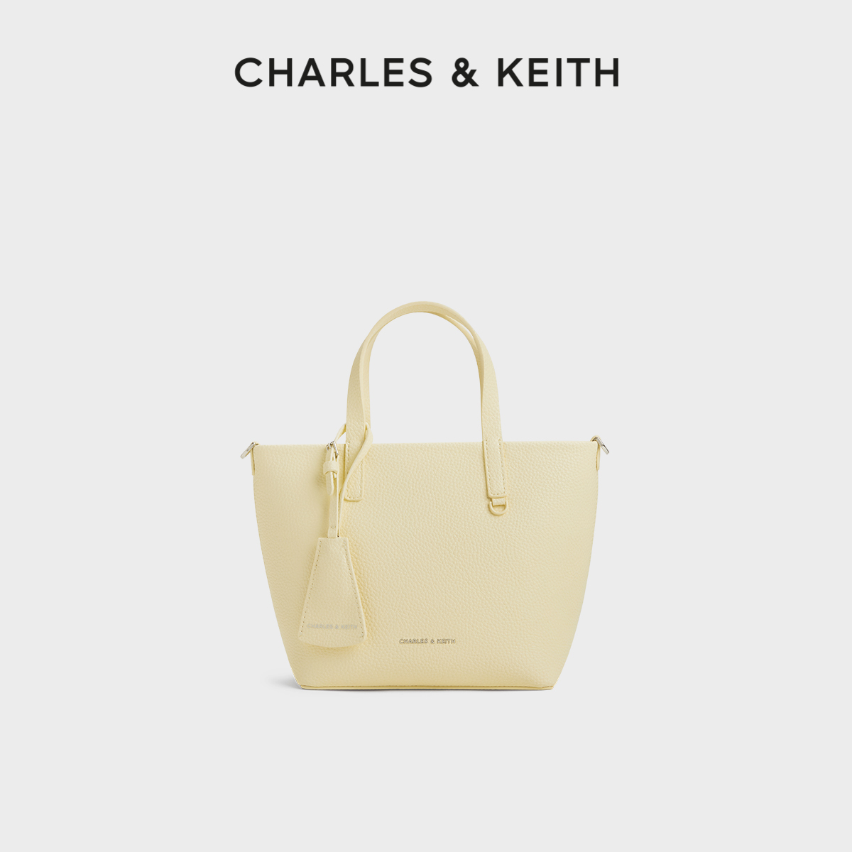 CHARLES&KEITH25夏季新品CK2-30151511荔枝纹拉链菜篮子托特包