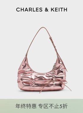 [折扣推荐]CHARLES&KEITH腋下包CK2-40271626复古褶皱蝴蝶结包