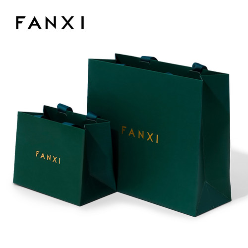 凡西fanxi珠宝纸袋绿色订制丝带