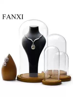 Vansey FANXI jewelry display stand solid wood jewelry frame window counter display props dust glass cover