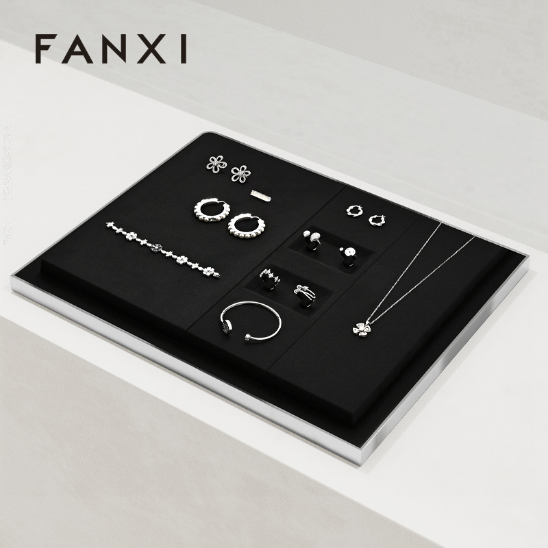 凡西FANXI轻奢珠宝首饰展示架金属超纤项链戒指耳环展示陈列道具