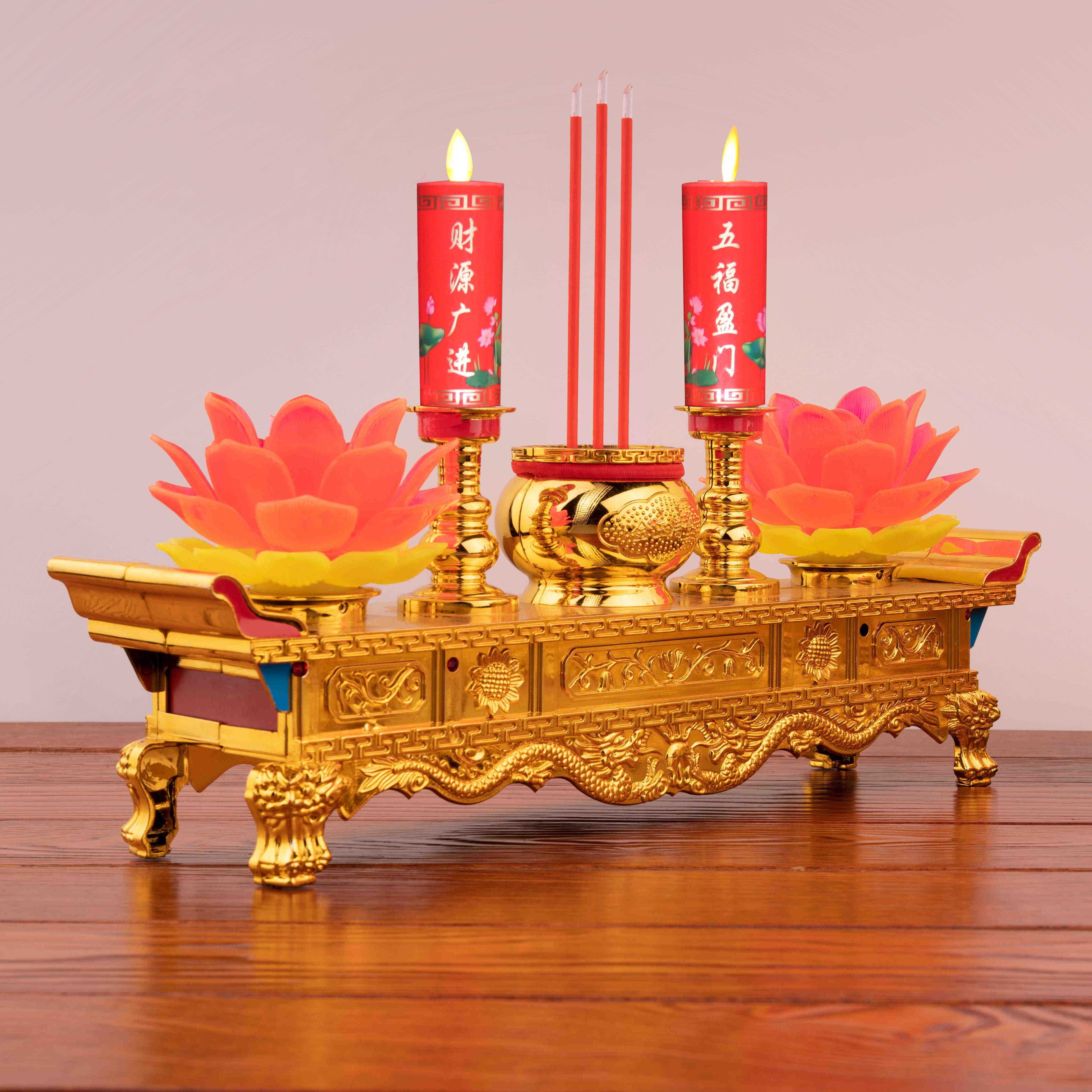 led电子蜡烛灯供佛灯旋转莲花灯财神灯长明灯佛香炉一体香烛家用