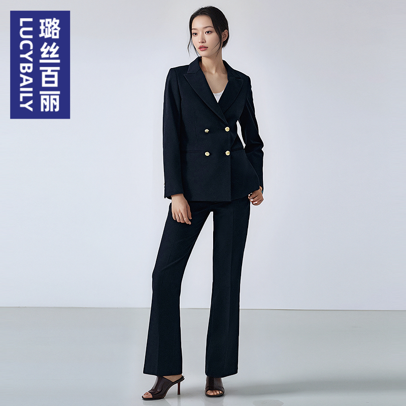 藏青色职业西装套装女正装面试通勤西服外套高级感商务风面试春秋