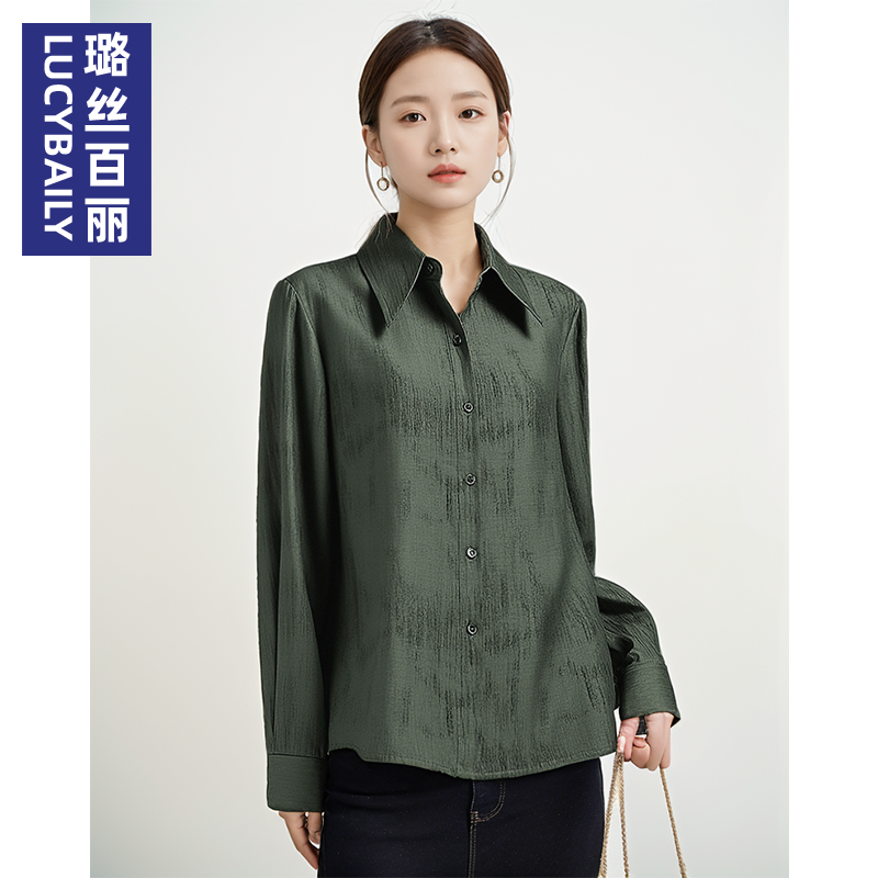 2025新款女士衬衫春秋上衣衬衣时尚气质长袖百搭高级感职业成熟OL
