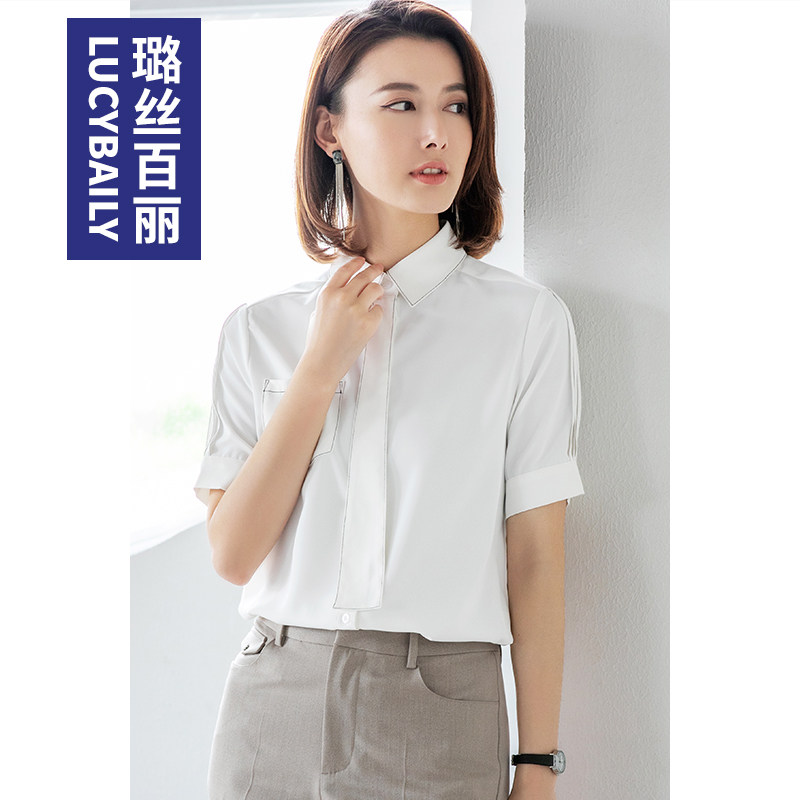 璐丝百丽领带薄款夏天职业装衬衫图片