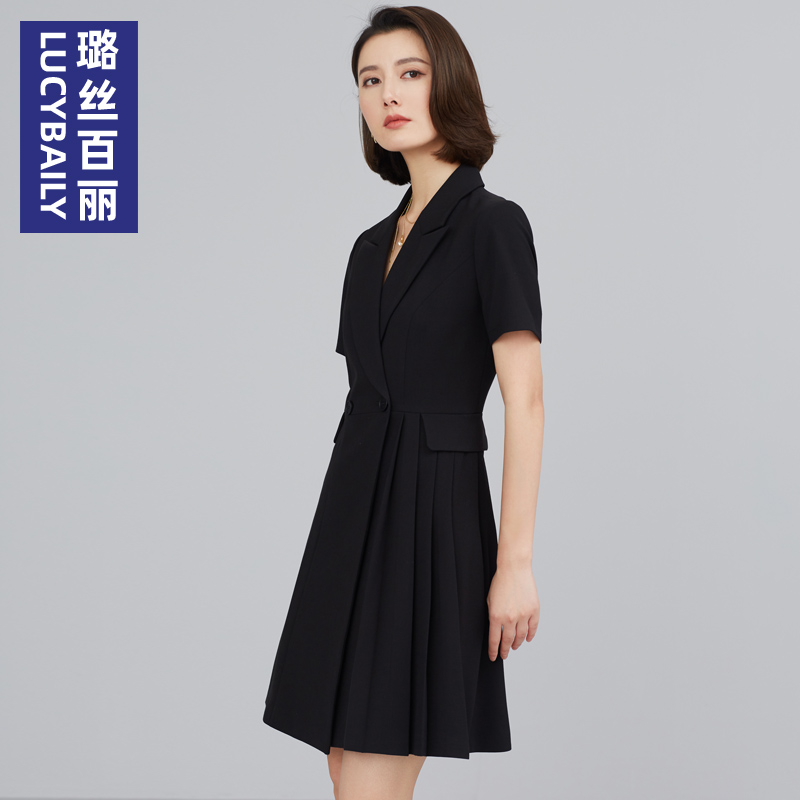 西装领修身风设计感小众连衣裙