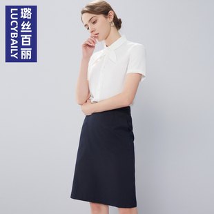 洋气ol职业装 璐丝百丽工作服套装 高端时尚 短袖 职场气质套裙 女夏季
