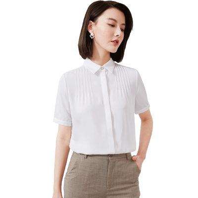 职业装短袖雪纺白色气质衬衫女