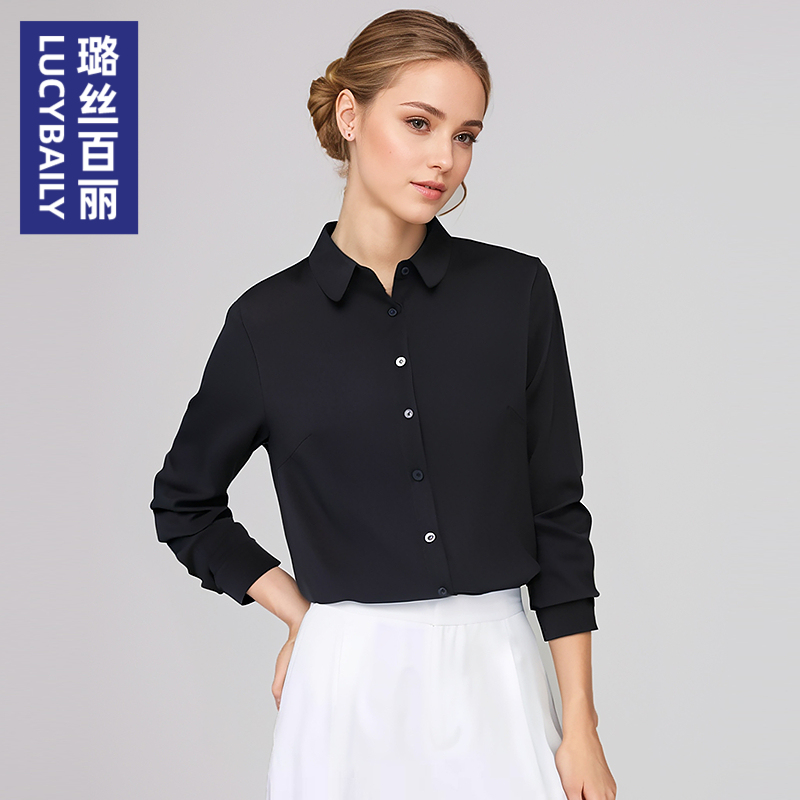 璐丝百丽时尚长袖衬衫女潮流衬衣百搭上衣2025新款职场OL气质通勤