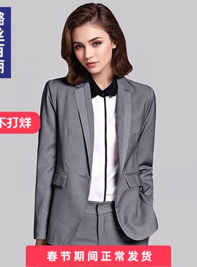 时尚西装外套灰色女职业修身通勤商务OL正装2025新款高级感西服