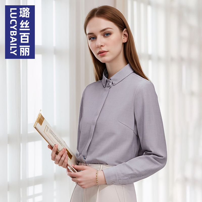 2025新款衬衫上衣女士春秋百搭职业职业上衣通勤气质时尚翻领衬衣