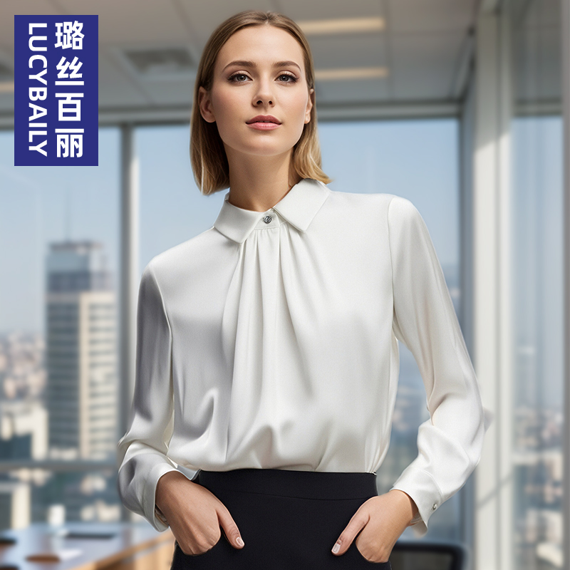 2025新款雪纺衬衫女气质白色衬衣时尚设计感职业通勤上衣百搭小衫