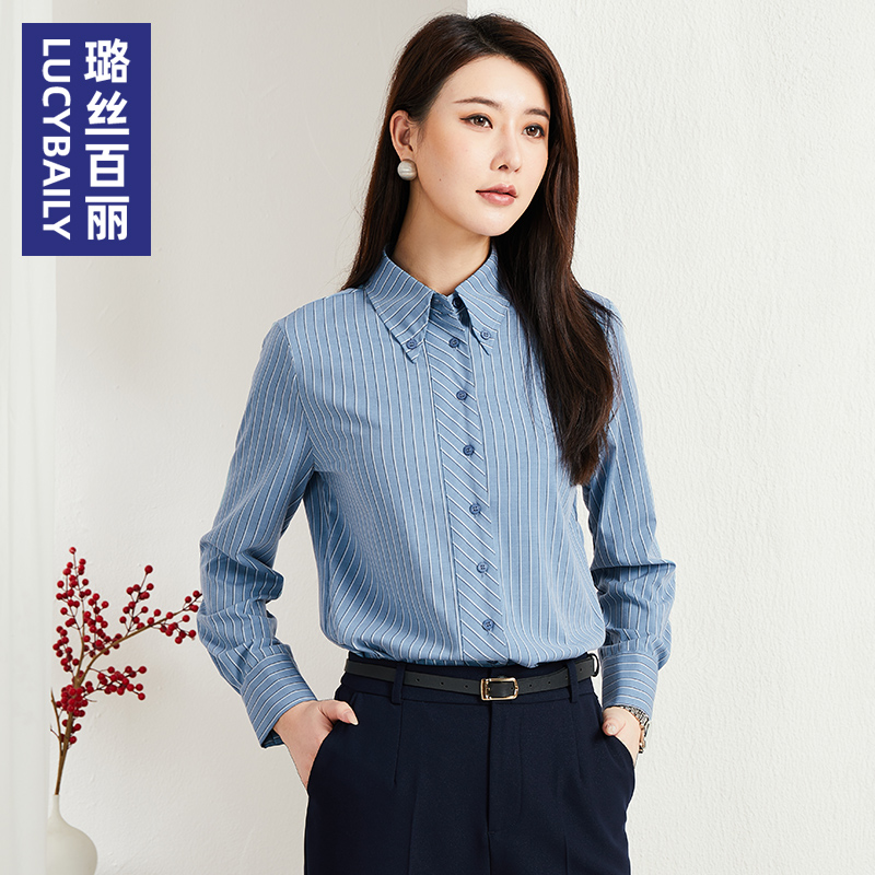 高级感条纹衬衫女气质