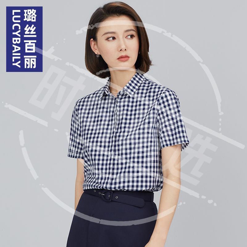 璐丝百丽2025夏新款女装衬衫别致绝美上衣洋气高端小衫短袖纯棉